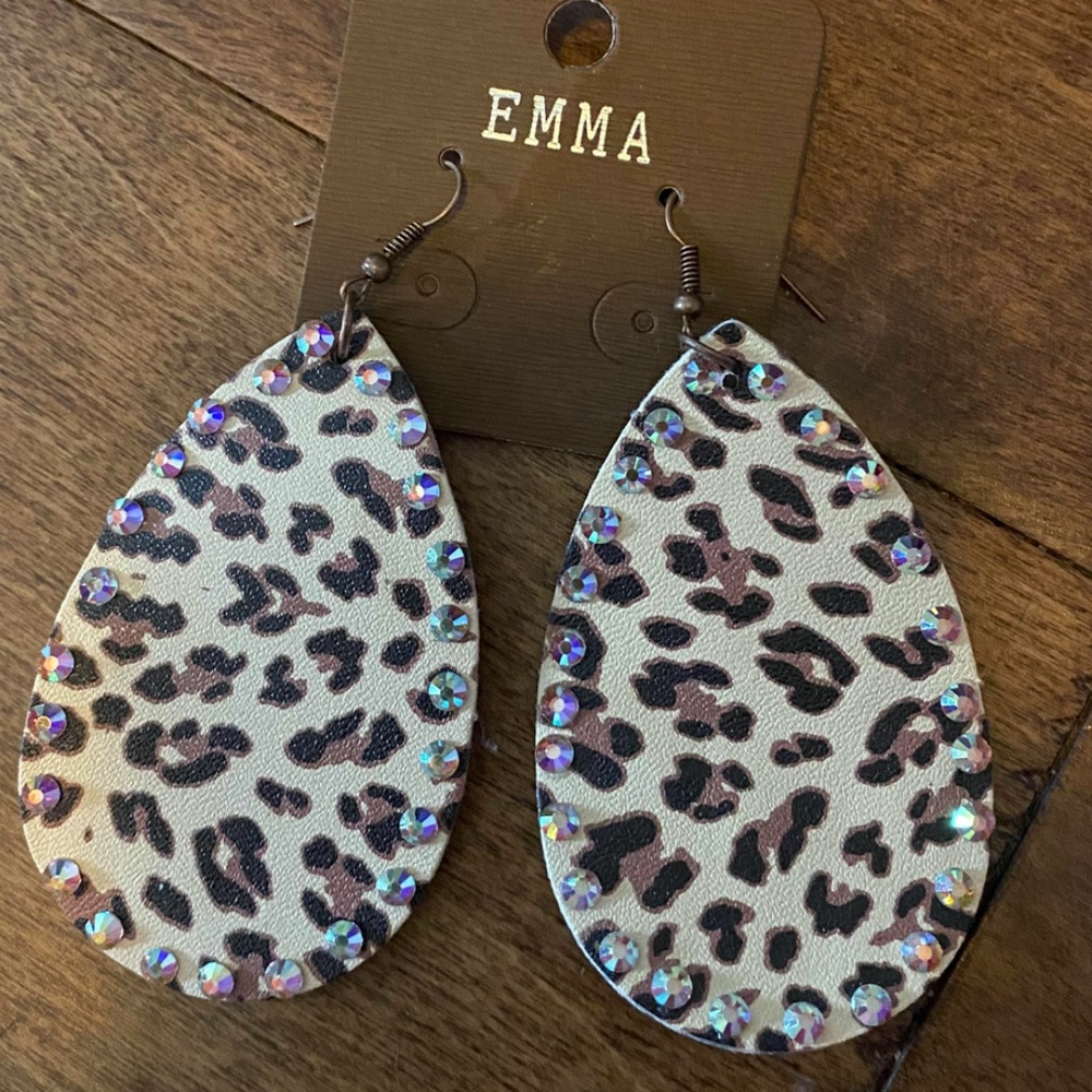 New Emma Rhinestone Leopard earrings